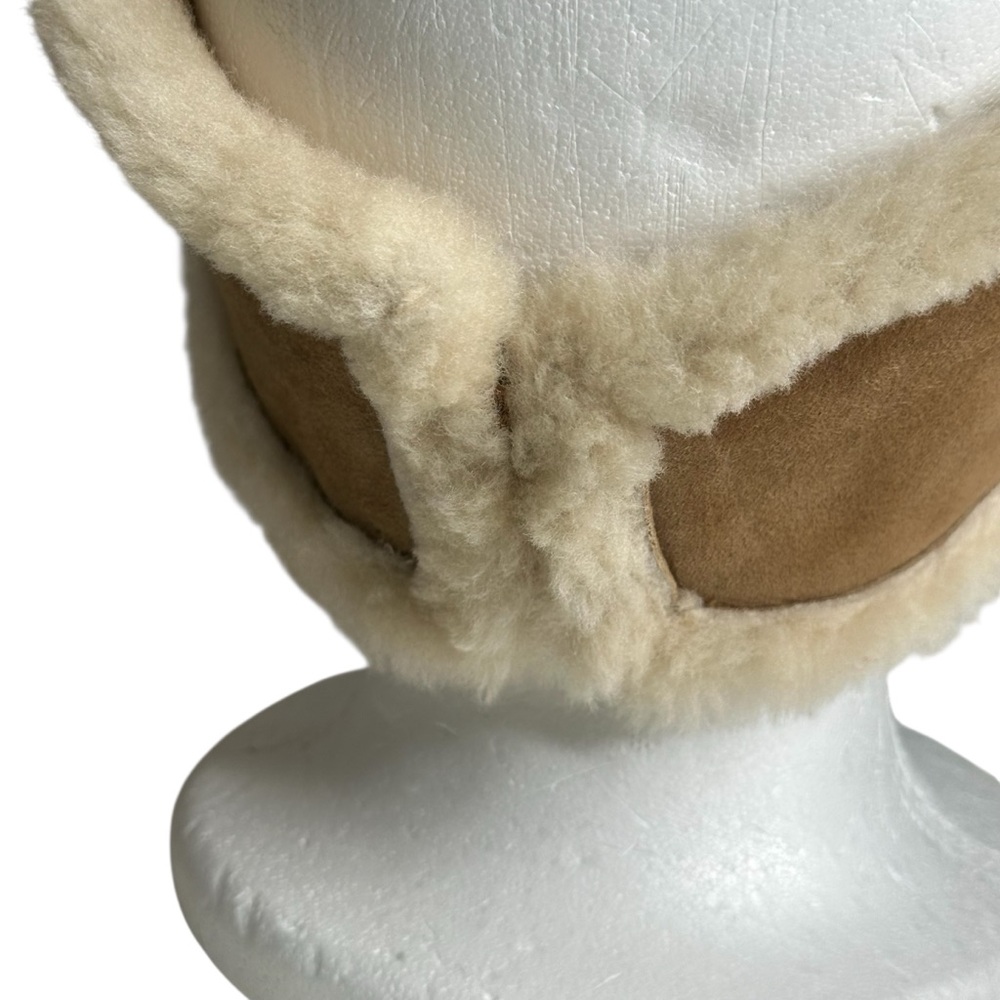 UGG Reversible Leather and Shearling Headband Ear Muff Chestnut Brand New! L/XL - Picture 4 of 13